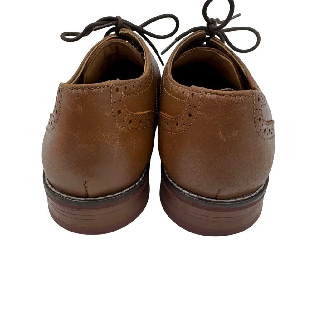 Johnston & Murphy Conard Cap Toe Oxford Brown Boys Size 5M Leather Dress Shoes